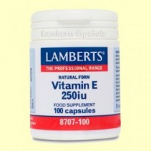 Vitamina E Natural 250 UI - 100 cápsulas - Lamberts