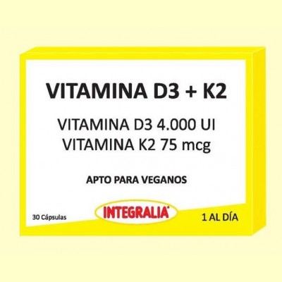 Vitamina D3 y K2 - 30 cápsulas - Integralia