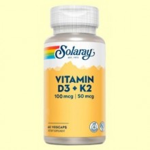 Vitamina D3 y K2 - 60 comprimidos - Solaray