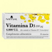 Vitamina D3 4000 UI - 30 cápsulas - Natysal
