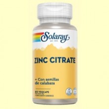 Zinc Citrate - 60 cápsulas - Solaray
