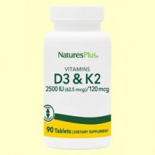 Vitamina D3 2500 UI + Vitamina K2 120 μg - 90 comprimidos - Natures Plus