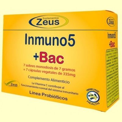 Inmuno 5 + Bac - 7 sobres + 7 cápsulas - Zeus Suplementos