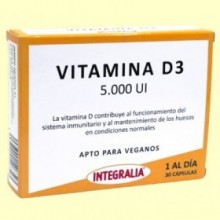 Vitamina D3 5000 UI - 30 cápsulas - Integralia